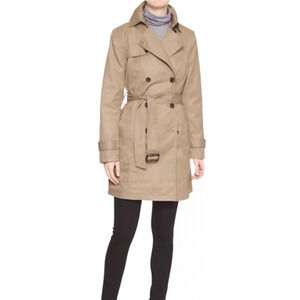 Banana Republic Trench Coat Large Womens Beige Double Breasted Buttons Belt